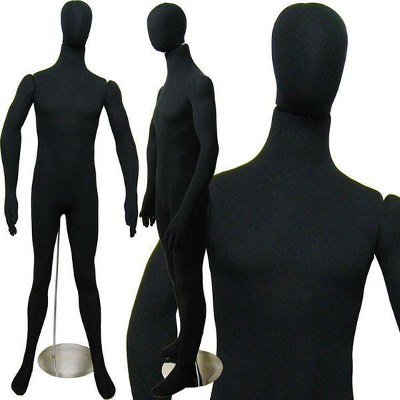 MN-407 Soft Flexible Male Body Form with Egg Head Black - DisplayImporter.com - 3