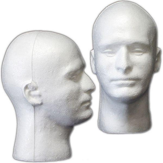 MN-409 Male Styrofoam Mannequin Head  - DisplayImporter.com