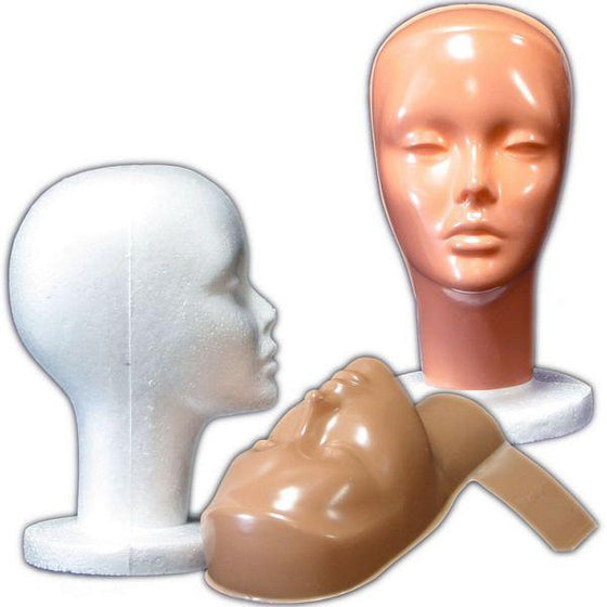 MN-410 Female Styrofoam Mannequin Head with Non-Makeup Mask  - DisplayImporter.com