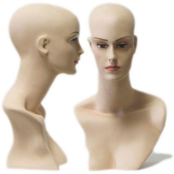 MN-411 Female Display Head Form with Stylish Neck And Shoulder  - DisplayImporter.com