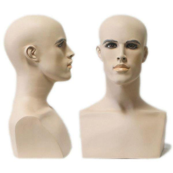 MN-413 Male Mannequin Head Form with Bust  - DisplayImporter.com