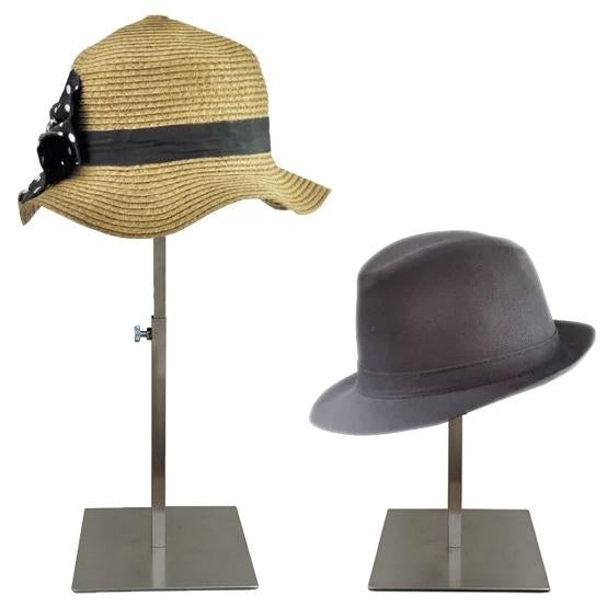 RK-013 Brushed Chrome Countertop Hat Dome Display with Adjustable Height - DisplayImporter